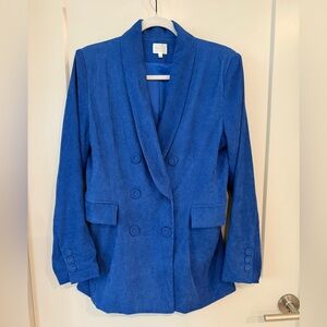 VICI (Dee Elly) Royal Blue Oversizes Double-Breasted Corduroy Blazer - Size M